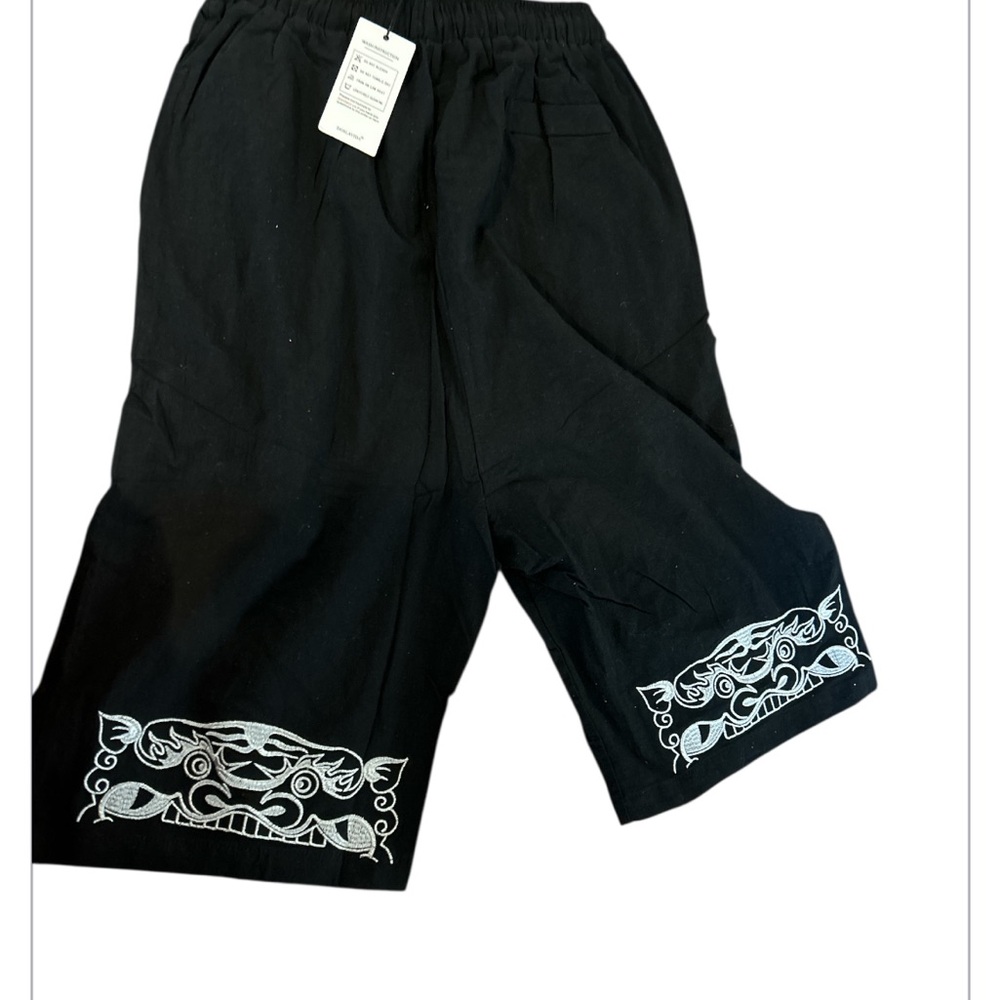 Black Shorts with White Tribal Design
